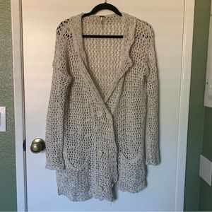 Womens Knit Lace Button Cardigan Cover Up